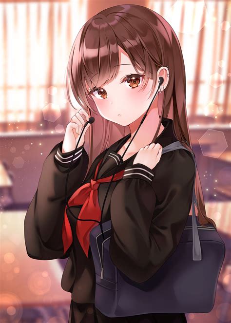 brown hair anime girl